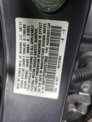 19XFC2F55HE073805 - 2017 HONDA CIVIC LX رمادي صورة 12