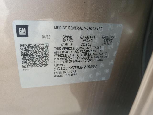 1G1ZD5ST6JF219567 - 2018 CHEVROLET MALIBU LT Коричневий фото 12