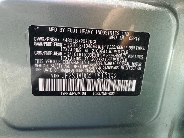 JF2SJADC4FH513392 - 2015 SUBARU FORESTER 2.5I PREMIUM GREEN photo 13