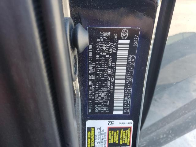 4T1B11HK3KU725519 - 2019 TOYOTA CAMRY L Siyah fotoğraf 13