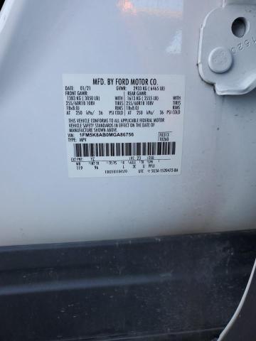 1FM5K8AB0MGA86756 - 2021 FORD EXPLORER POLICE INTERCEPTOR 白色 照片 13