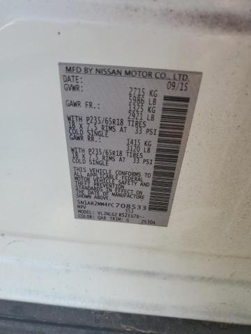 5N1AR2MM4FC708533 - 2015 NISSAN PATHFINDER S Weiß Foto 13