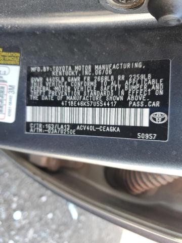 4T1BE46K57U554417 - 2007 TOYOTA CAMRY CE CHARCOAL photo 12
