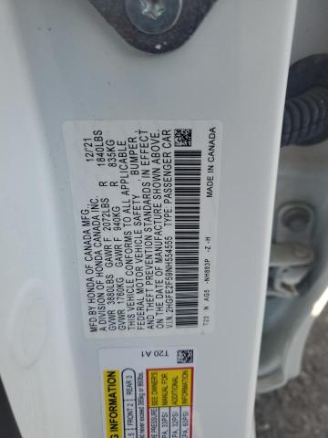 2HGFE2F59NH554555 - 2022 HONDA CIVIC SPORT Ağ foto 12