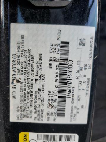 1FA6P0H71F5108300 - 2015 FORD FUSION SE შავი ფოტო 12