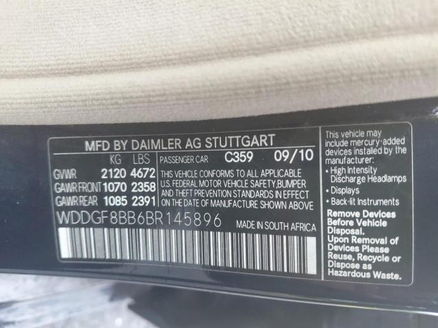 WDDGF8BB6BR145896 - 2011 MERCEDES-BENZ C 300 4MATIC BLUE photo 10