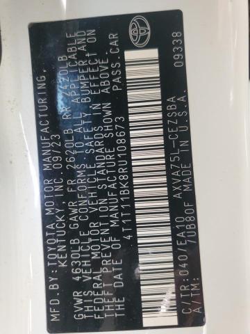 4T1T11BK8RU108673 - 2024 TOYOTA CAMRY SE NIGHT SHADE WHITE photo 12