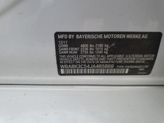 WBA8K3C54JA485869 - 2018 BMW 330 XI WHITE photo 14