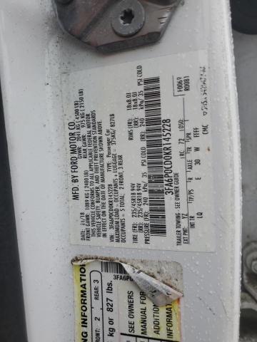 3FA6P0CD0KR145228 - 2019 FORD FUSION SEL Beyaz fotoğraf 12