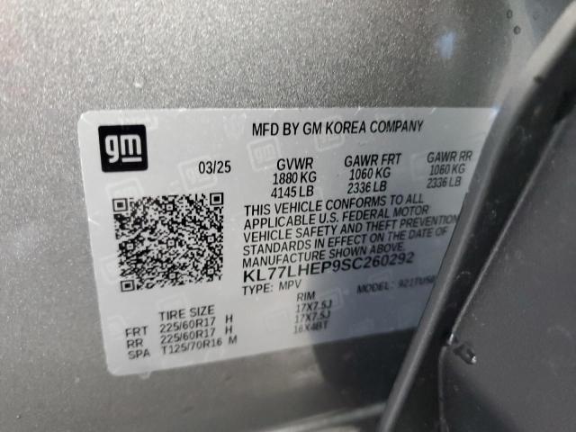 KL77LHEP9SC260292 - 2025 CHEVROLET TRAX 1LT GRAY photo 13