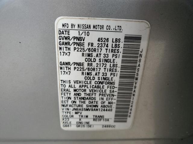 JN8AS5MV9AW124448 - 2010 NISSAN ROGUE S Gümüş foto 13