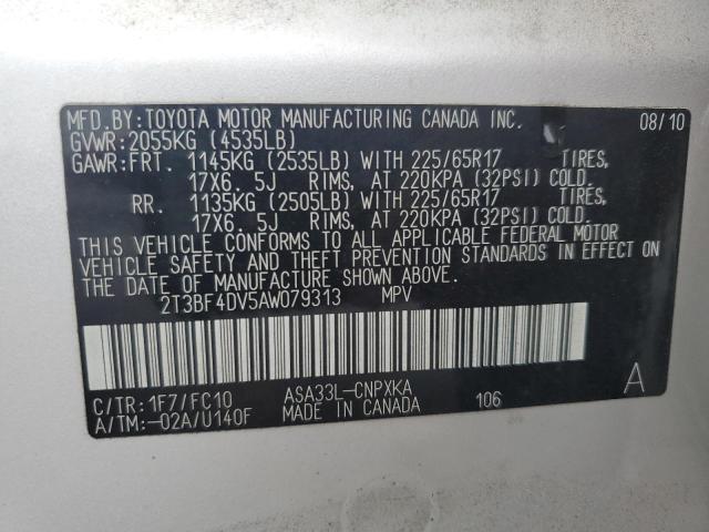 2T3BF4DV5AW079313 - 2010 TOYOTA RAV4 银色 照片 13