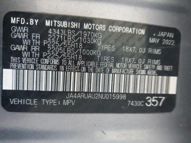 JA4ARUAU2NU015998 - 2022 MITSUBISHI OUTLANDER ES GRAY photo 13