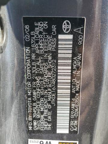 JTKDE167480272312 - 2008 TOYOTA SCION TC 石墨色 照片 12