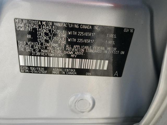 2T3BFREV1GW455977 - 2016 TOYOTA RAV4 LE 银色 照片 13