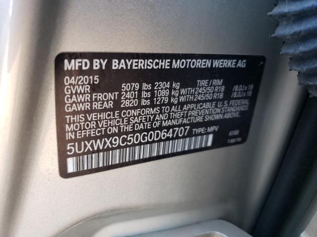5UXWX9C50G0D64707 - 2016 BMW X3 XDRIVE28I SILVER photo 13
