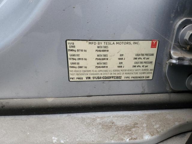 5YJSA1CG6DFP23802 - 2013 TESLA MODEL S فضي صورة 12