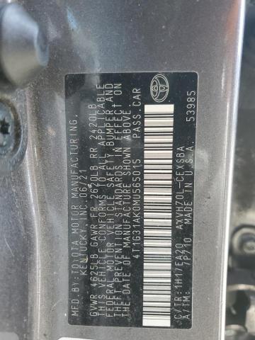 4T1G31AK0MU565015 - 2021 TOYOTA CAMRY SE GRAY photo 12