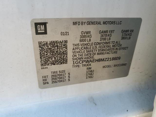 1GCPWAEH8MZ218609 - 2021 CHEVROLET SILVERADO C1500 双色 照片 12