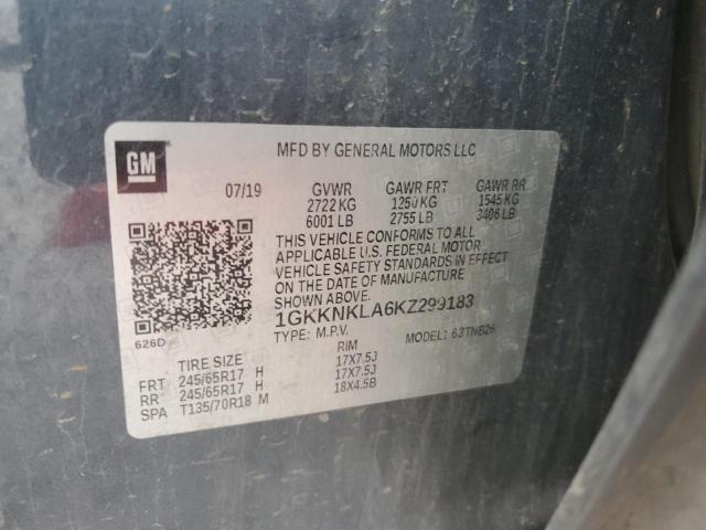 1GKKNKLA6KZ299183 - 2019 GMC ACADIA SLE ნაცრისფერი ფოტო 13