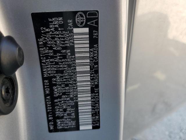 2T1BU4EE3DC013314 - 2013 TOYOTA COROLLA BASE Сріблястий фото 12