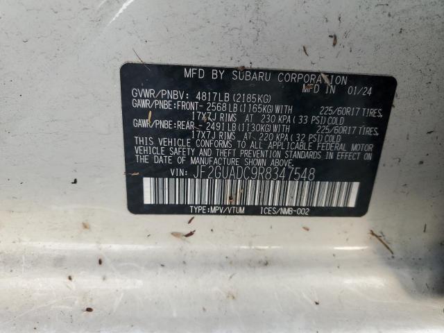 JF2GUADC9R8347548 - 2024 SUBARU CROSSTREK PREMIUM Ақ фото 13