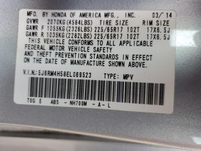 5J6RM4H58EL069523 - 2014 HONDA CR-V EX SILVER photo 14