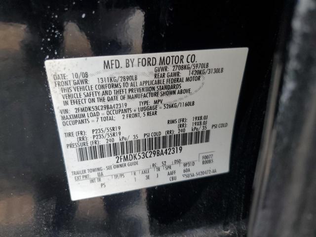 2FMDK53C29BA42319 - 2009 FORD FLEX LIMITED შავი ფოტო 13