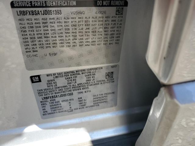 LRBFXBSA1JD051393 - 2018 BUICK ENVISION PREFERRED ვერცხლისფერი ფოტო 13