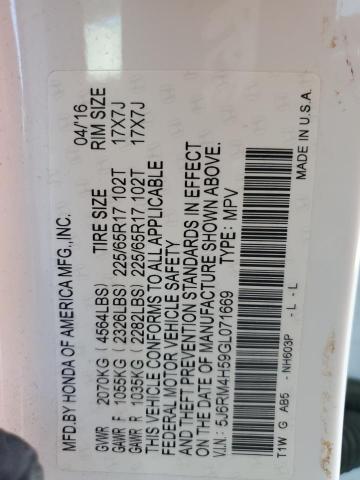 5J6RM4H59GL071669 - 2016 HONDA CR-V EX 白色 照片 13