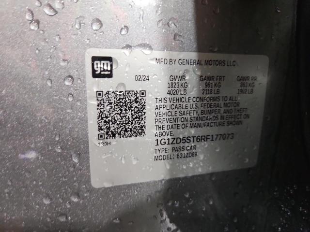 1G1ZD5ST6RF177073 - 2024 CHEVROLET MALIBU LT Күміс фото 12