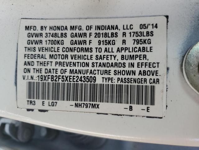 19XFB2F5XEE243509 - 2014 HONDA CIVIC LX WHITE photo 13