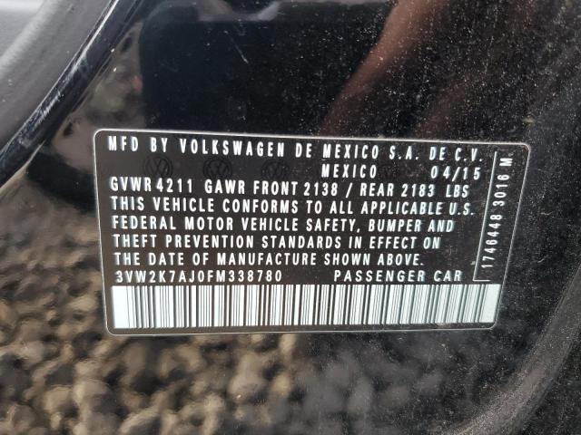 3VW2K7AJ0FM338780 - 2015 VOLKSWAGEN JETTA BASE BLACK photo 12