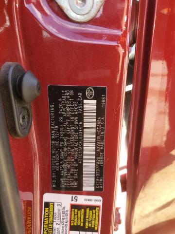 4T1C11AKXLU334416 - 2020 TOYOTA CAMRY LE Rojo foto 12