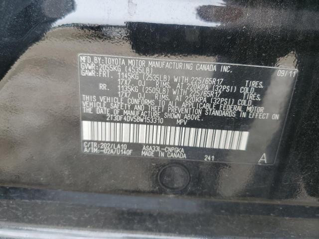 2T3DF4DV5BW153310 - 2011 TOYOTA RAV4 LIMITED Սև լուսանկար 13