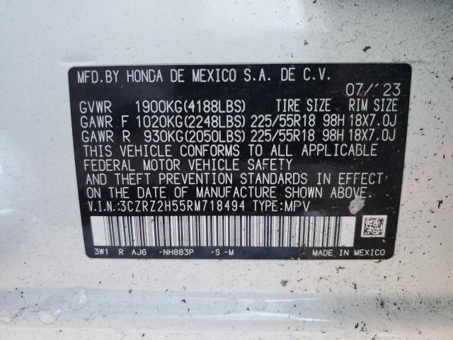 3CZRZ2H55RM718494 - 2024 HONDA HR-V SPORT WHITE photo 13