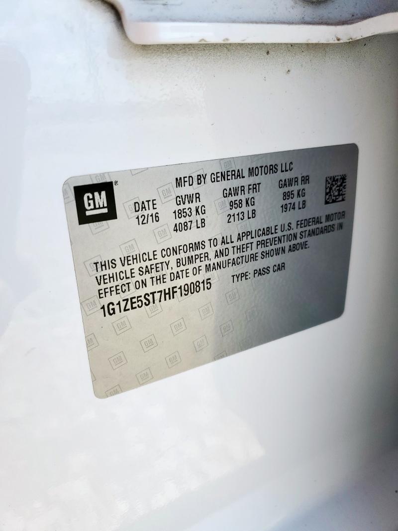 1G1ZE5ST7HF190815 - 2017 CHEVROLET MALIBU LT WHITE photo 12