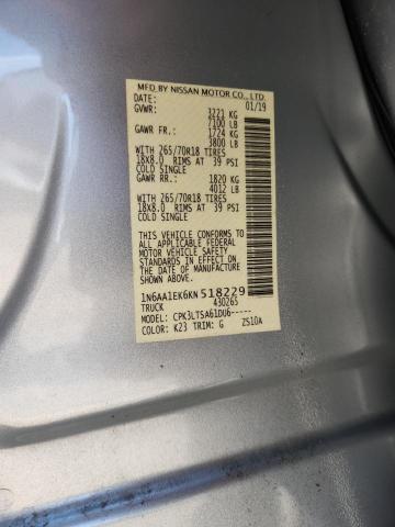 1N6AA1EK6KN518229 - 2019 NISSAN TITAN S SILVER photo 12