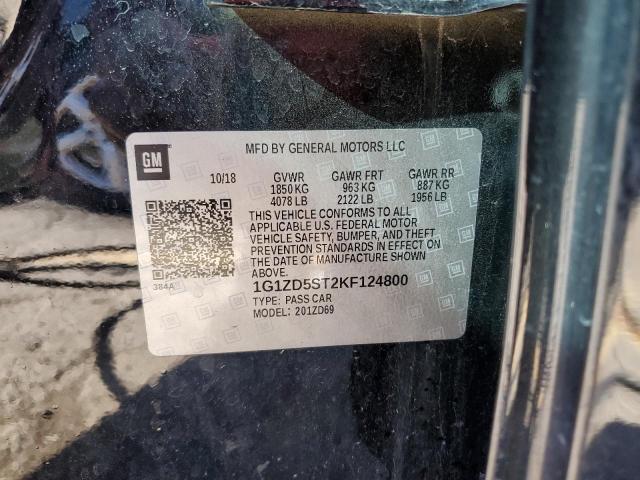 1G1ZD5ST2KF124800 - 2019 CHEVROLET MALIBU LT BLACK photo 12