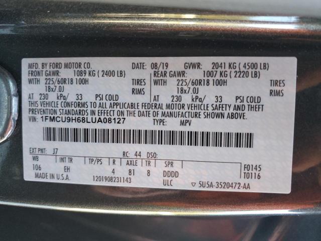1FMCU9H68LUA08127 - 2020 FORD ESCAPE SEL GRAY photo 13