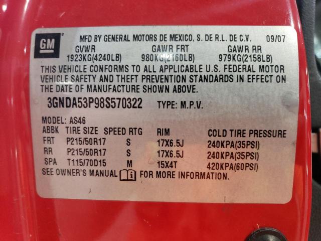 3GNDA53P98S570322 - 2008 CHEVROLET HHR LT RED photo 14