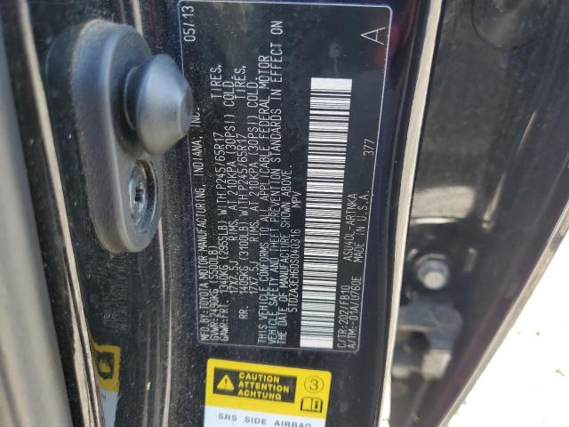5TDZA3EH6DS040316 - 2013 TOYOTA HIGHLANDER BASE Noir photo 13