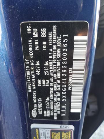 5XXGU4L39GG003651 - 2016 KIA OPTIMA EX BLUE photo 13