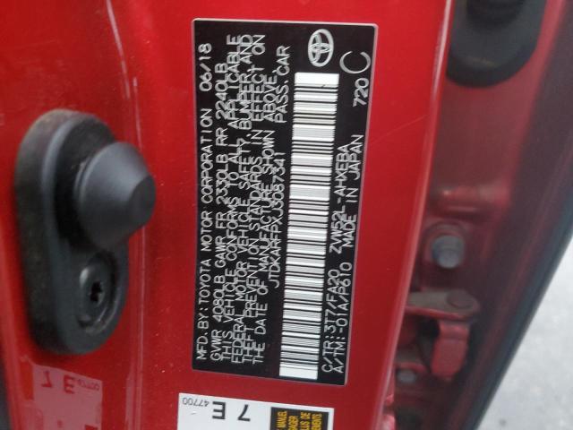 JTDKARFPXJ3087341 - 2018 TOYOTA PRIUS PRIM 红色 照片 13