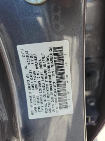 1HGCR2F36GA181241 - 2016 HONDA ACCORD LX გრაფიტი ფოტო 12