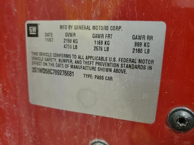 2G1WD58C789276681 - 2008 CHEVROLET IMPALA SUPER SPORT Rot Foto 13