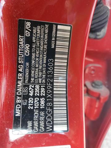 WDDGF81X99F213603 - 2009 MERCEDES-BENZ C 300 4MATIC RED photo 12