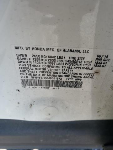 5FNYF6H53JB061673 - 2018 HONDA PILOT EXL Biały zdjęcie 13
