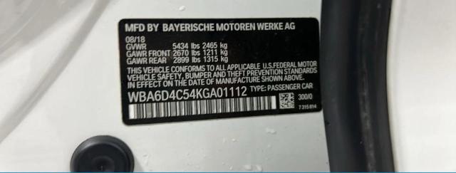 WBA6D4C54KGA01112 - 2019 BMW 650 I GRAN COUPE WHITE photo 10