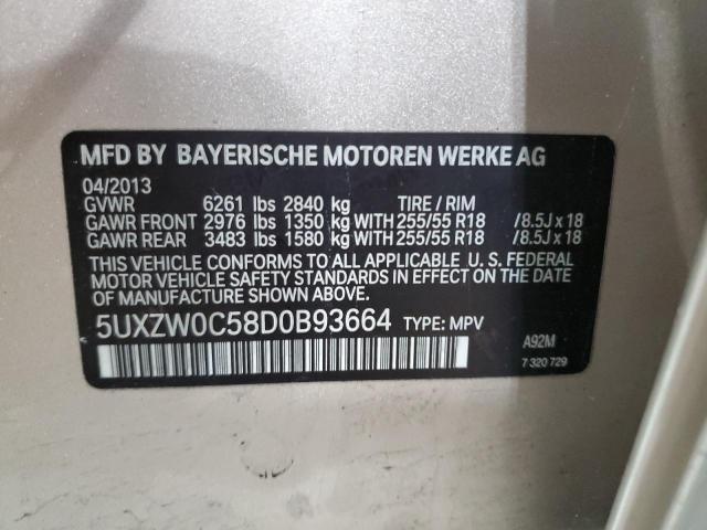 5UXZW0C58D0B93664 - 2013 BMW X5 XDRIVE35D BEIGE photo 13